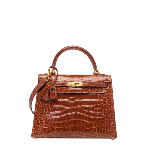 Hermès Kelly 25 Glossy Alligator Caramel