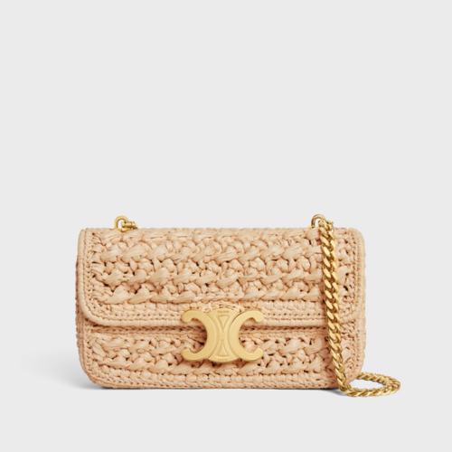 Celine Chain Shoulder Bag Claude IN RAFFIA EFFECT TEXTILE