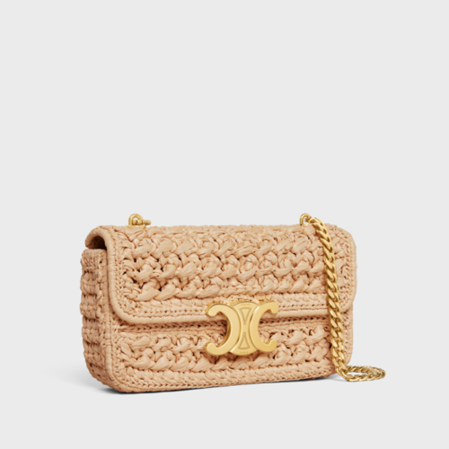 Celine Chain Shoulder Bag Claude IN RAFFIA EFFECT TEXTILE