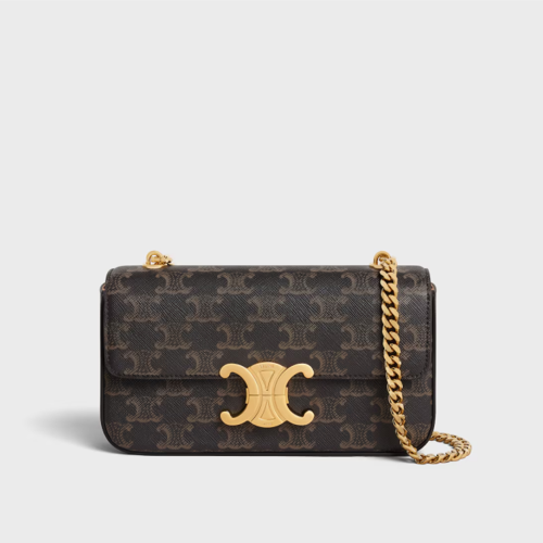 Celine Chain Shoulder Bag Claude in Triomphe canvas