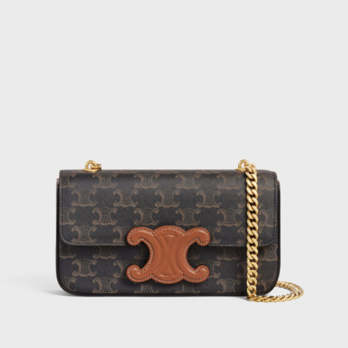 Celine Chain Shoulder Bag Cuir Triomphe In Triomphe Canvas And Calfskin