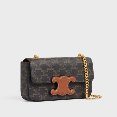 Celine Chain Shoulder Bag Cuir Triomphe In Triomphe Canvas And Calfskin