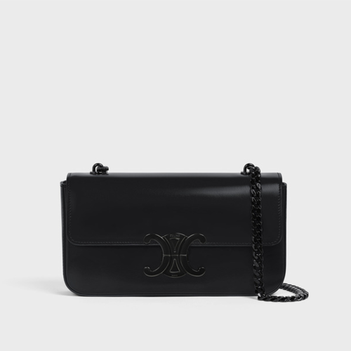 Celine Chain Shoulder Bag Triomphe In Shiny Calfskin