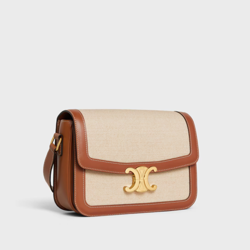 Celine Classique Triomphe Bag IN TEXTILE AND CALFSKIN