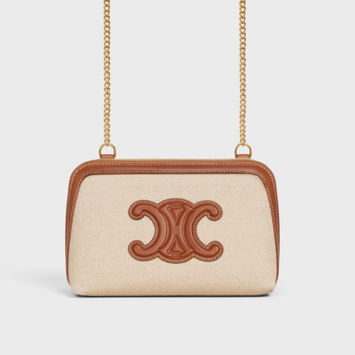 Celine Clutch on Chain Cuir triomphe IN textile and calfskin
