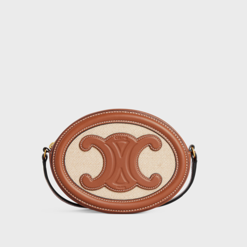 Celine Crossbody Oval Purse Cuir Triomphe IN TEXTILE AND CALFSKIN