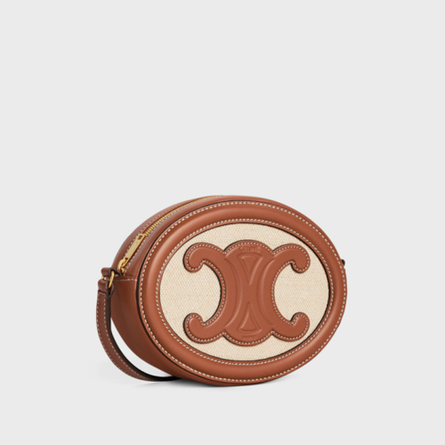 Celine Crossbody Oval Purse Cuir Triomphe IN TEXTILE AND CALFSKIN