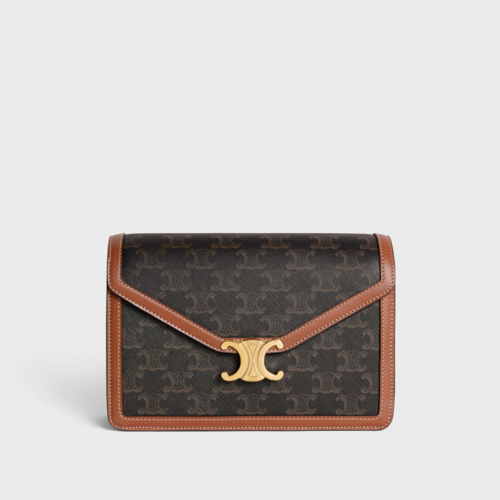 Celine Enveloppe Bag IN TRIOMPHE CANVAS AND CALFSKIN