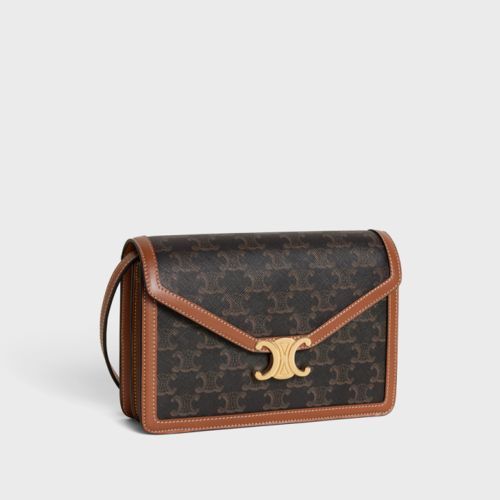 Celine Enveloppe Bag IN TRIOMPHE CANVAS AND CALFSKIN