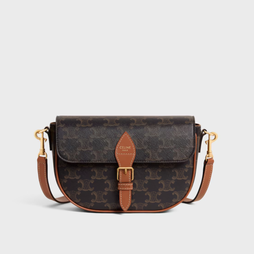 Celine Folco Shoulder Bag IN Triomphe Canvas and Calfskin