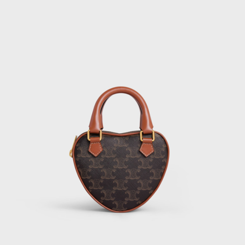 Celine Heart Bag In Triomphe Canvas And Calfskin