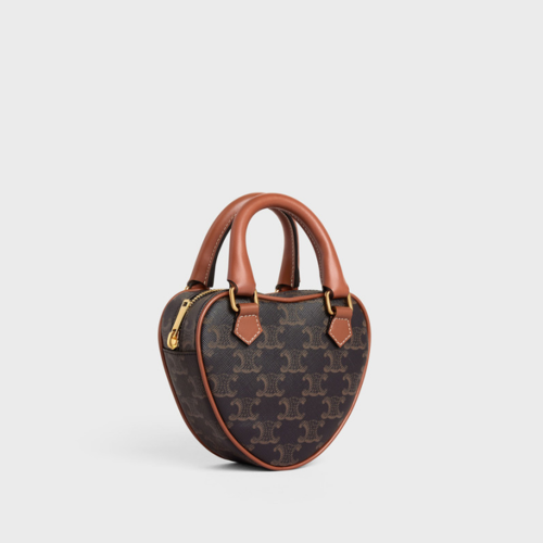 Celine Heart Bag In Triomphe Canvas And Calfskin