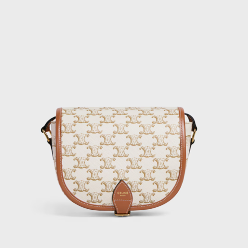 Celine Medium Folco bag in Triomphe Canvas and calfskin