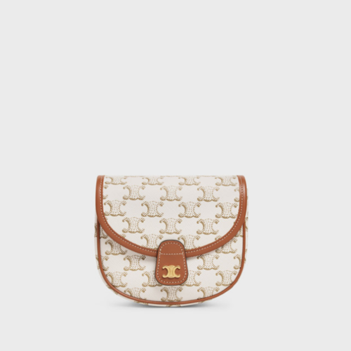 Celine Mini Besace IN Triomphe Canvas and calfskin