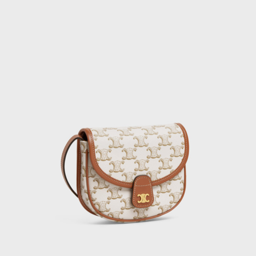 Celine Mini Besace IN Triomphe Canvas and calfskin