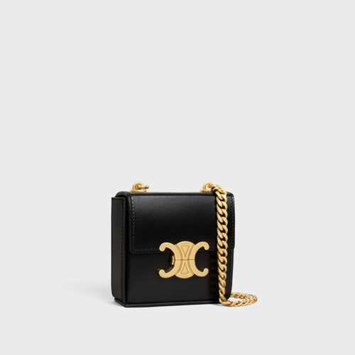 Celine Mini Box Triomphe In Shiny Calfskin