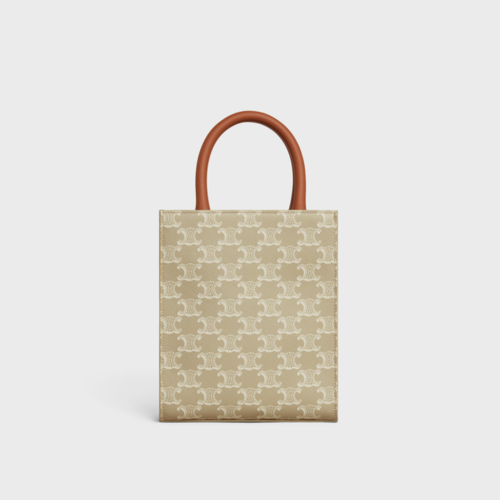 Celine Mini Vertical Cabas Bag in Triomphe Canvas and calfskin