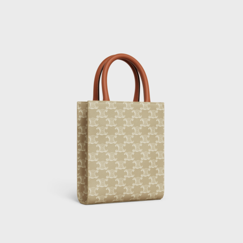 Celine Mini Vertical Cabas Bag in Triomphe Canvas and calfskin