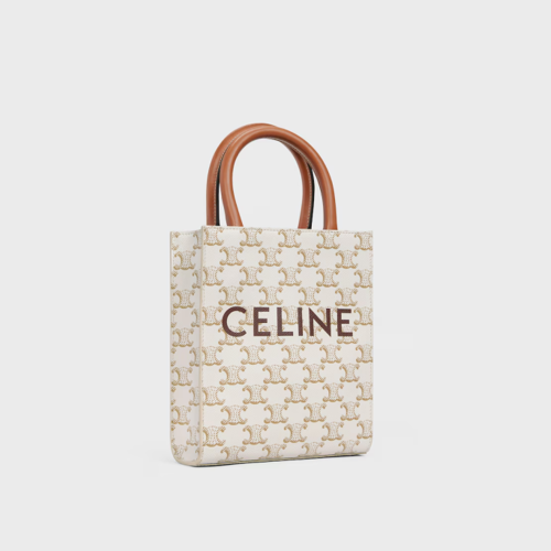 Celine Mini Vertical Cabas Bag IN Triomphe Canvas with Celine print