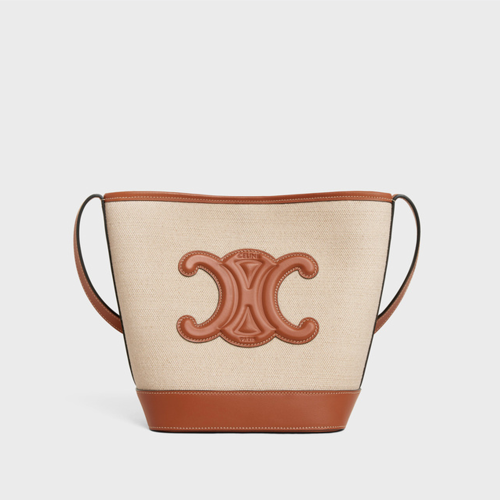 Celine Small Bucket Cuir Triomphe in Textile and Calfskin