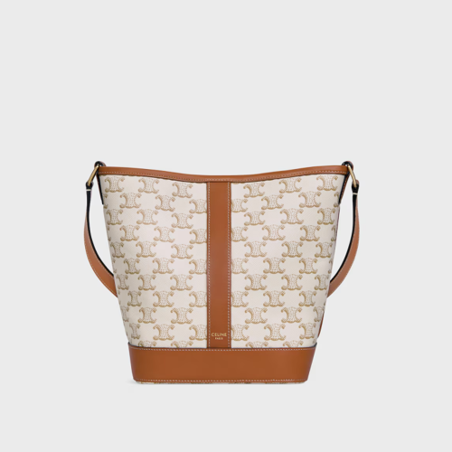 Celine Small Bucket Bag IN Triomphe Canvas and calfskin