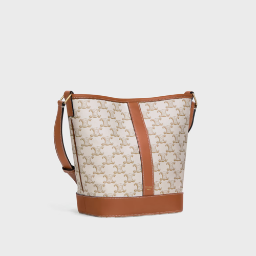 Celine Small Bucket Bag IN Triomphe Canvas and calfskin