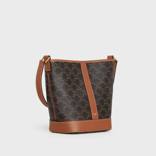 Celine Small Bucket Cuir Triomphe in Textile and Calfskin