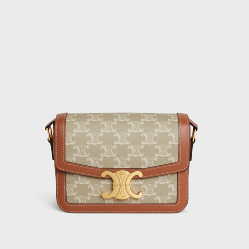 Celine Teen Triomphe Bag in Triomphe Canvas and calfskin