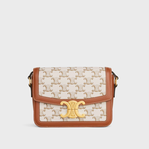 Celine Teen Triomphe Bag IN Triomphe Canvas and Calfskin