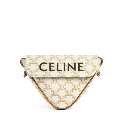 Celine Triangle Bag In Triomphe Canvas Calfskin