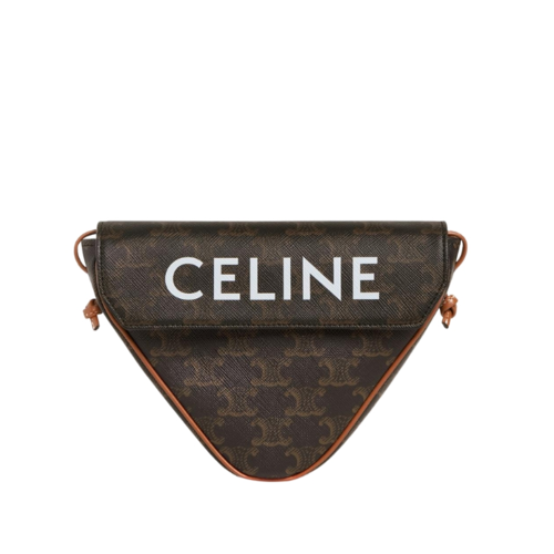 Celine Triangle Bag In Triomphe Canvas Calfskin