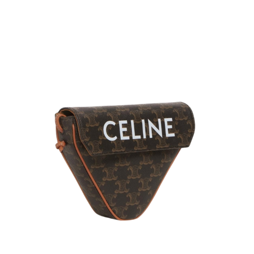 Celine Triangle Bag In Triomphe Canvas Calfskin