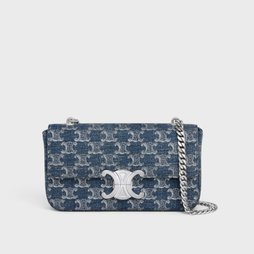 Celine Triomphe Chain Shoulder Bag Claude In Denim