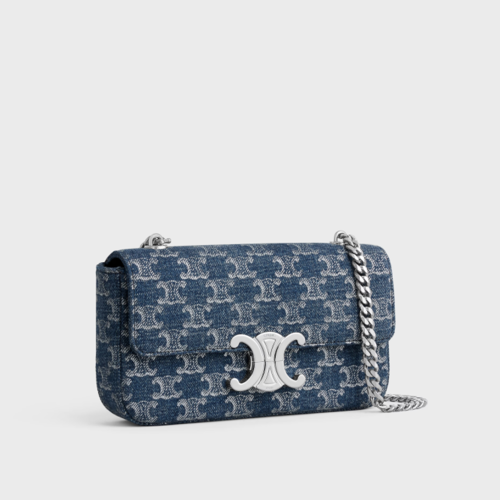 Celine Triomphe Chain Shoulder Bag Claude In Denim