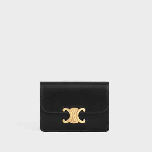 Celine Card Holder With Flap Triomphe IN Shiny calfskin