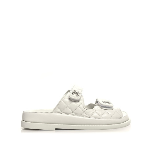 CHANEL Black Velcro Mule Slippers