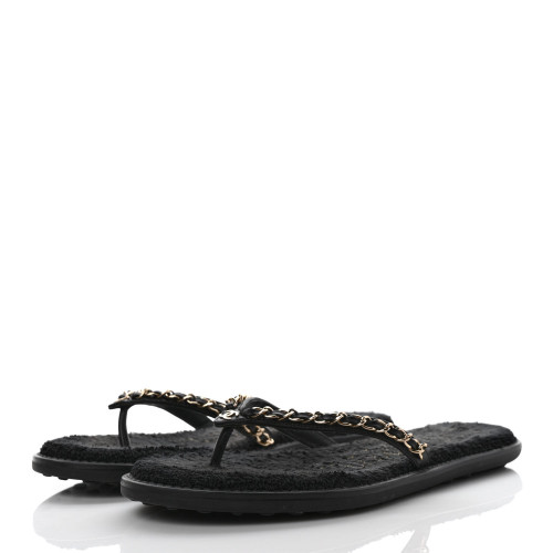 CHANEL CC Chain Long Flat Slippers