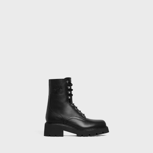 CELINE TRIOMPHE RANGERS MID LACE-UP BOOT IN SHINY BULL