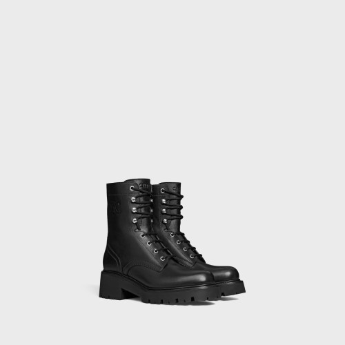 CELINE TRIOMPHE RANGERS MID LACE-UP BOOT IN SHINY BULL