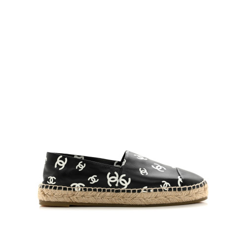 CHANEL Black x White Leather CC All Over Icon EspaDue