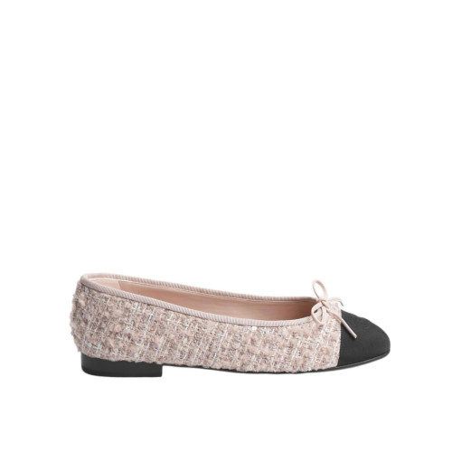 CHANEL Ballerina Tweed Flat Shoes