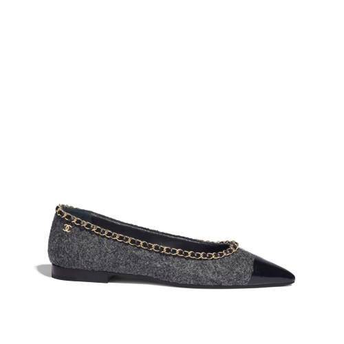 CHANEL Tweed Chain Flats