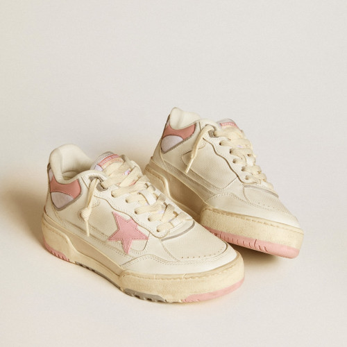 Golden Goose Mens Forty2 with pink star and white leather heel tab