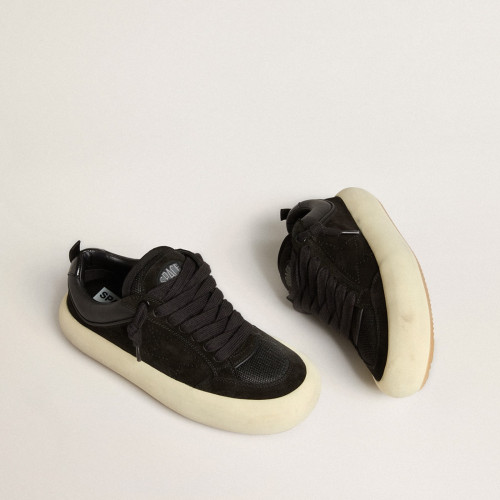 Golden Goose Mens Space-Star Cube in black suede with perforated star