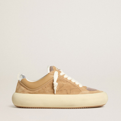 Golden Goose Mens Space-Star Cube in tobacco suede with perforated star