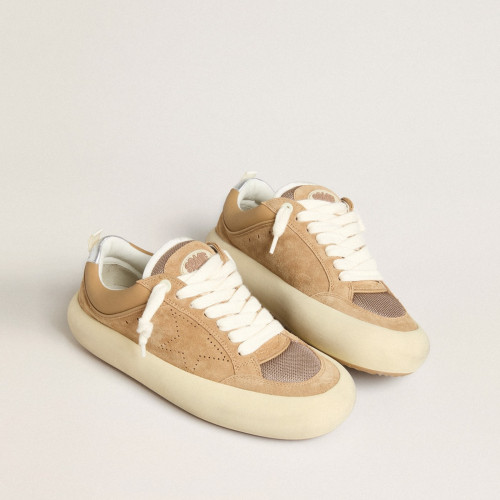 Golden Goose Mens Space-Star Cube in tobacco suede with perforated star