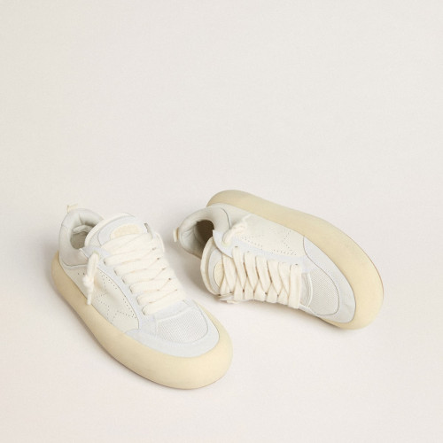 Golden Goose Mens Space-Star Cube in white leather with perforated star