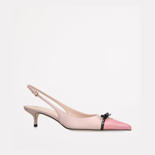 VALENTINO Garavani Bepointy patent leather and kidskin slingback pump