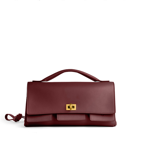Balenciaga Womens Bel Air Clutch On Strap Small in Dark Burgundy