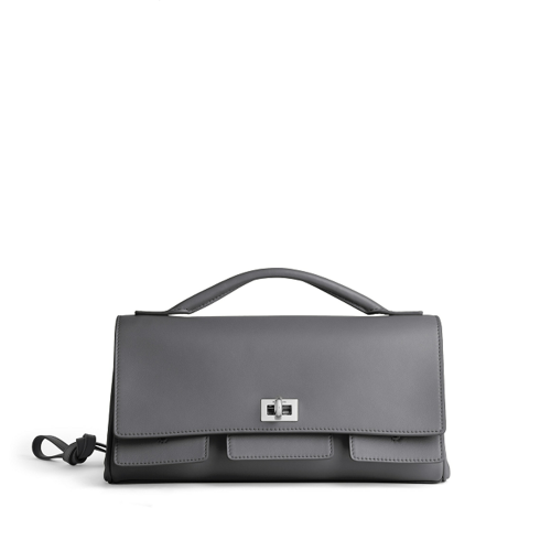Balenciaga Womens Bel Air Clutch On Strap Small in Grey